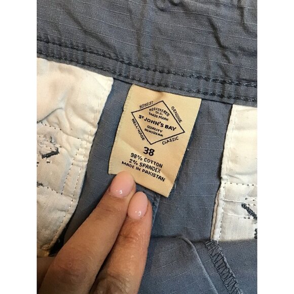 ST. JOHN'S BAY- MENSBLUE/GREY HIKING CARGO SHORTS LIGHT WEIGHT 98%COTTON SIZE38 - Picture 3 of 5